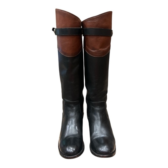 Mollie Button Frye Leather Boots Black& Brown Size 7.5 B - Picture 3 of 13